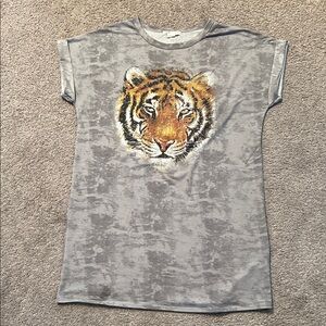 Gray Tiger Print women’s mini t-shirt dress